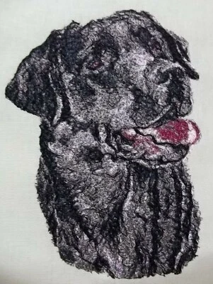 £7 • Buy Embroidered Quilt Block Panel  Black Labrador Dog  100% Linen Fabric