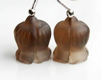 AAA Smoky Quartz Carved Flower Briolette Beads Matched Pair • $28