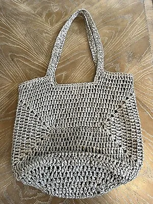 Zara Gray Straw Crochet Bag NWOT • $23.52