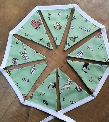 £6.50 • Buy Handmade Mini Fabric Bunting Bees Butterflies 1.5m Double Sided Green