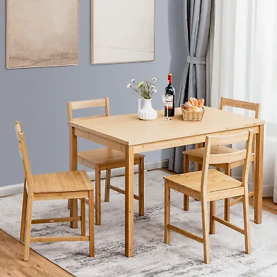 $379.95 • Buy Giantex 5-Piece Dining Set Rectangular Bamboo Table & Chairs Wooden Furniture
