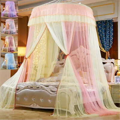 Mosquito Net Dome Bed Canopy Lace Netting Mesh Princess Bedding Drapes Cover • $35.99