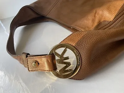 Vintage Michael Kors Fulton Bag Brown Leather Large Tote Pebbled Purse Shoulder • $75