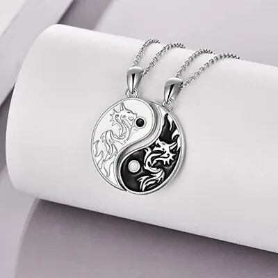 Yin Ying Yang Pendant Necklace Chain Couple Friend Friendship Jewellery Gift AU • $2.92