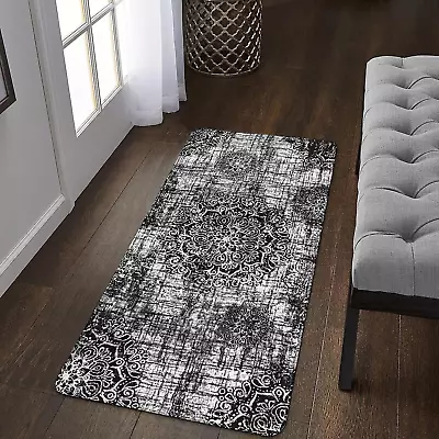 Vintage Medallion Black Runner Rug - 2X4 Rugs For Bedroom Non-Slip Soft Small La • $61.39