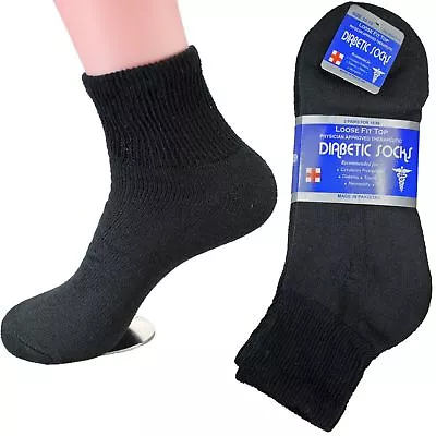 New 3-12 Pairs Mens Diabetic Ankle Quarter Socks Cotton Circulation Edema Loose • $12.45