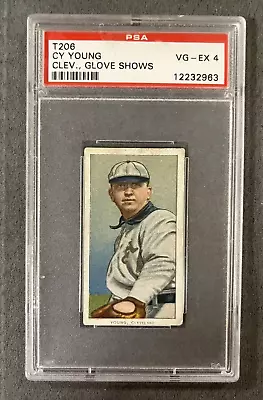 1910 T206 Cy Young Piedmont Glove Shows Card HOF -PSA 4 VG-EX CLEVELAND • $3299.99