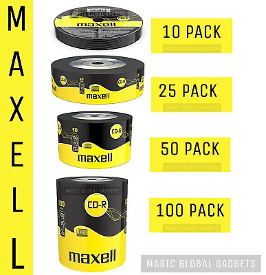 Maxell CD-R | Recordable Blank CD Discs Media 25/50/100 Pack | 80 Min 52x 700MB • £11.99
