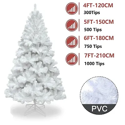 Christmas Tree With Blue LED Lights Metal Stand Bushy Pine Xmas Decor 4/5/6/7FT • $56.99