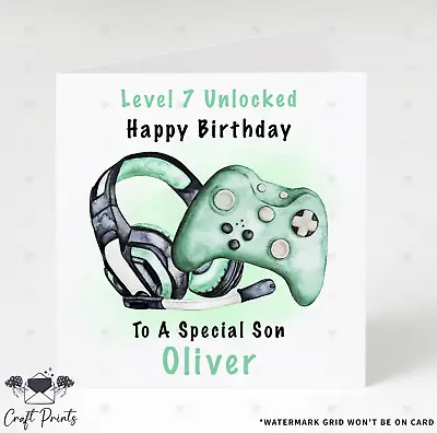 Personalised Green Xbox Gamer Gaming Birthday Card Son Grandson Brother Nephew  • £2.99