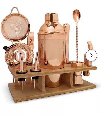 Bartender Kit Copper 11 PC - Cocktail Mixology Set With Shaker Muddler Pourers • $34.99