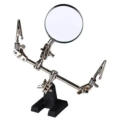 HELPING HAND TOOL MODELING KIT MAGNIFYING GLASS 60mm With Clips • £8.49