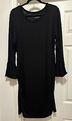 Flutter & Kick Flare Sleeve Bodycon Maternity Dress     BLACK    Sz LARGE • $10.95