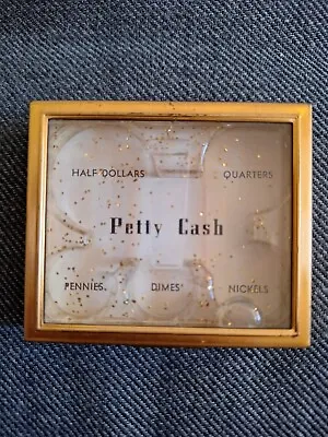 Vintage Gold Tone Change Tin Box - Petty Cash - Coins Up To Half Dollars - BD • $22.88