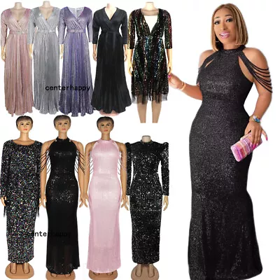 Shinny Glitter Women Evening Cocktail Maxi Long Dresses African Prom Party Gown • £41.30