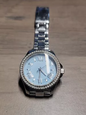 Fossil Watch Womens Silver Stainless Steel Blue Tested Working W/ Battery  • $29.99