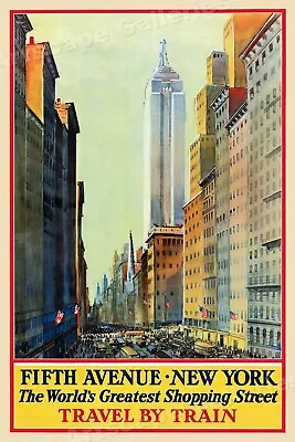 1930s 5th Ave Shopping New York City Vintage Style Travel Poster - 24x36 • $25.95