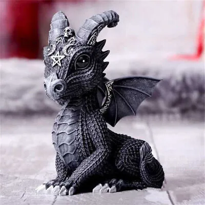 Gothic Pagan Wiccan Statue Ornament Black Dragon Figurine Home Garden Yard Decor • $15.99