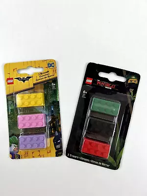 Lego Brick Eraser   Batman & NinjaGo  Pencil Eraser Set - 2 Pack Multicolor • $12.99