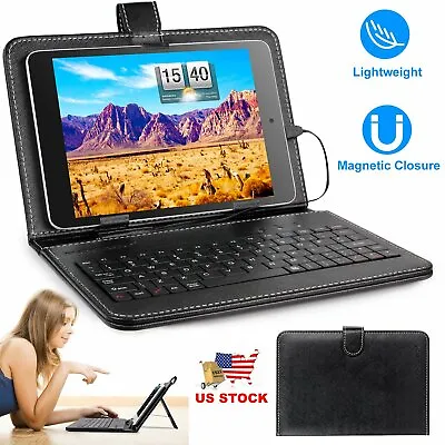 7.9  Slim PU Leather Case Cover W/ Keyboard Stand USB 2.0  For Android Tablet PC • $10.37