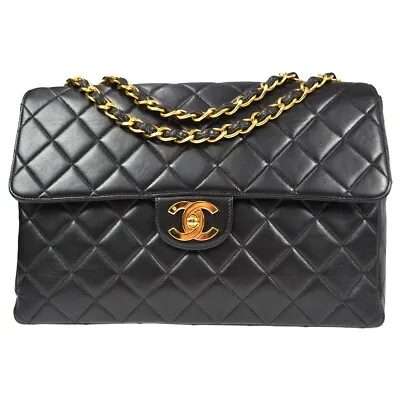 Chanel Black Lambskin Jumbo Classic Flap Bag 160731 • £3351.68