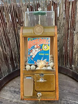 NICE Vintage 1950's Penny Victor Baseball GRAND DAD Gumball Machine W Reservoir • $399
