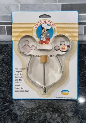 Mickey Mouse Ears Shaped Stainless Steel Egg Or Pancake Ring Mould Wood Handle • $24.88
