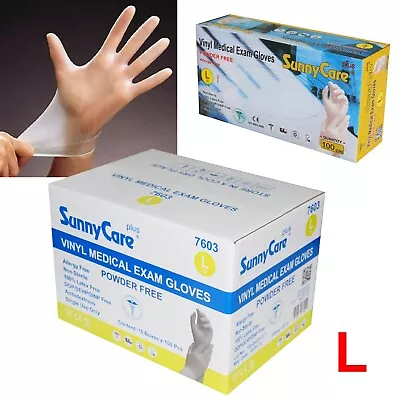 1000Pcs SunnyCare Vinyl Exam Gloves Powder Free (Latex Nitrile Free) 🔥🔥🔥🔥 L • $35