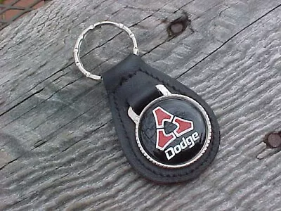 1962-1976 DODGE MoPaR TRIANGLE LICENSED LEATHER KEY FOB NOS HI-QUALITY USA MADE • $15