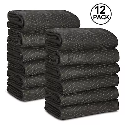 12 Pack Moving Packing Blankets Heavy Duty Shipping Furniture Pads 80 X72  Black • $79.58