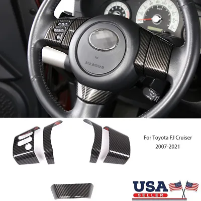 Carbon Fiber Steering Wheel Button Cover Trim Accessories For FJ Cruiser 2007-21 • $34.99