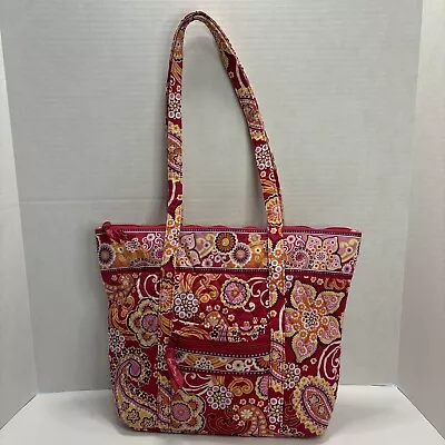 Vera Bradley Shoulder Tote Raspberry Floral Fizz Large Bag Pink Paisley Retired • $16.99