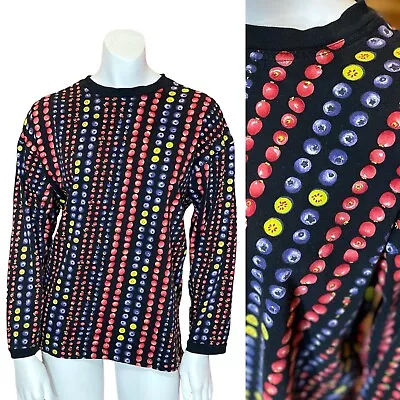 Rare 90’s GIANNI VERSACE JEANS COUTURE Berry Print Top Shirt M Designer Vintage • $65.84