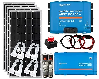£1059.99 • Buy Victron 600w Solar Panel Kit MPPT Charging Controller Battery Mounts & Inverter