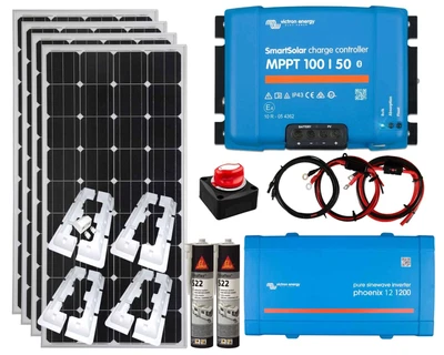 £1059.99 • Buy Victron 600w Solar Panel Kit MPPT Charging Controller Battery Mounts & Inverter
