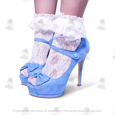 $5.95 • Buy Pinup Kitty Vintage Lace Ruffle Ankle Socks - Schoolgirl Cosplay Kawaii Maid