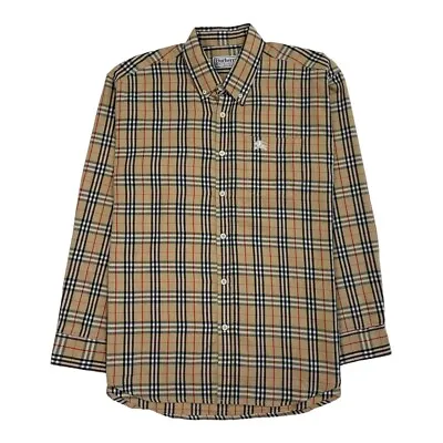 £119.95 • Buy Vintage BURBERRY Shirt Nova Check Button Up Long Sleeve Check Beige Men’s Size L
