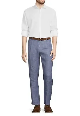 Murano Baird McNutt Alex Fit Linen Pants Flat Front Blue CHOOSE SZ NWT S25PM700B • $22.99