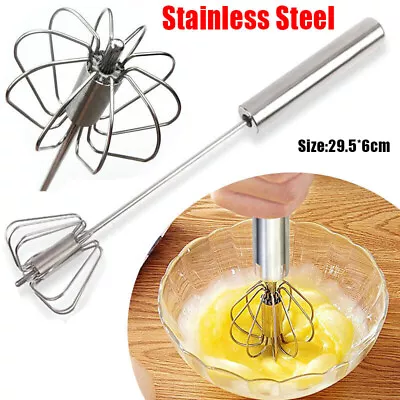 Stainless Steel Whisk Hand Held Kitchen Rotary Egg Beater Paste Cream Mixer Tool • £5.69