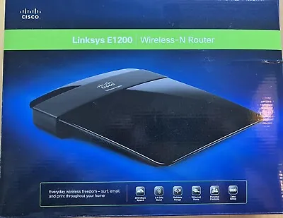 Cisco Linksys E1200 Wireless-N Router Install CD Cord Ethernet Cable Used • $12.50