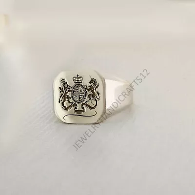 Coat Of Arms Ring 925 Sterling Silver Men's Signet Ring Family Crest Unique Ring • $49