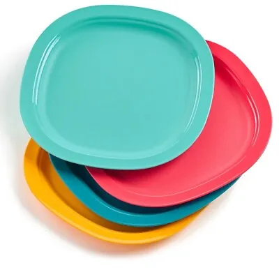 Tupperware Square Microwave Reheatable Luncheon Plates 4pc Set 9.5  Impressions • $24.99