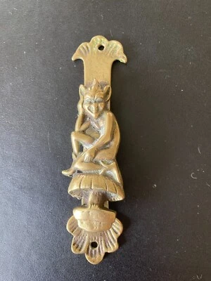 £9.99 • Buy Vintage Cornish Pixie On Toadstool Brass Door Knocker With Original Backing 