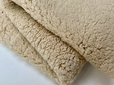 £0.99 • Buy Sherpa Fleece Fabric Super Soft Stretch Material Home Decor Plush 64  Wide CREAM