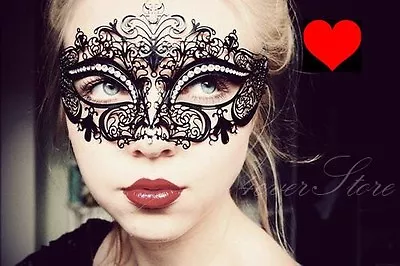 Luxury Black Laser Cut Venetian Mardi Gras Masquerade Mask - Light Metal • $8.99