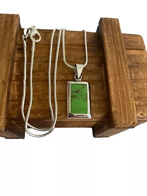 Green Pendant 925 Silver Chain Necklace Jewellery Hallmark Gift Birthday • £11.50