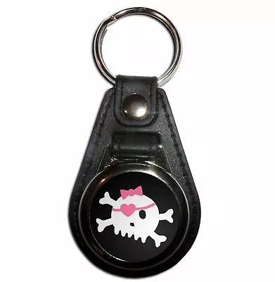 £4.99 • Buy Black Skull With Bow - Plastic Medallion Key Ring Colour Choice New