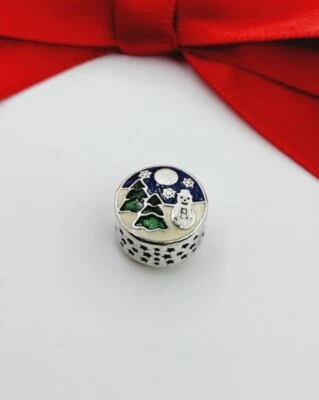$49 • Buy Genuine PANDORA Snowy Wonderland Christmas Charm 796384ENMX RARE Near New