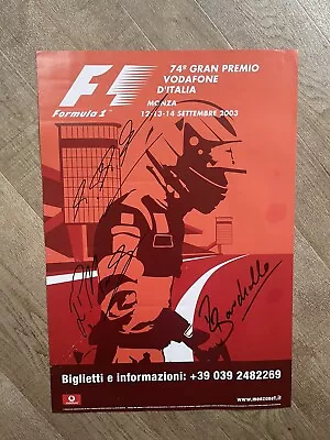 2003 Monza Grand Prix Poster Signed By Michael Schumacher Barrichello + Montoya • $311.28