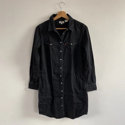 £15 • Buy LEVIS Dress Shirt Womens XS Extra Small Black Denim Popper Buttons Long Sleeve